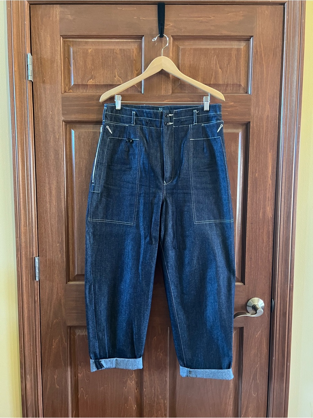 Yohji Yamamoto Jeans Dark Denim Pants Wide Leg Blue Indigo Size S (2 Japanese) - Picture 2 of 15
